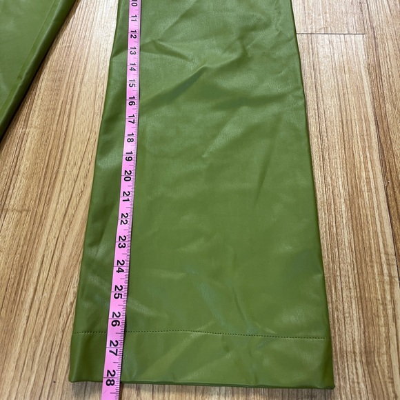 Anthropologie Maeve 25T wide leg vegan leather Chartreuse pants Green NWOT - Picture 8 of 9
